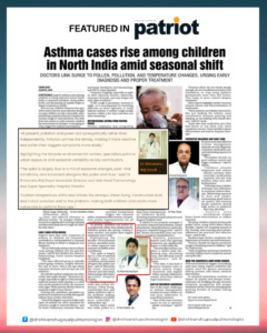 Featured in Patriot - Dr Shivanshu Raj Goyal